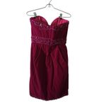 Mac Duggal  Strapless‎ Mini Dress Size 4 Maroon Velvet Embellished Photo 2