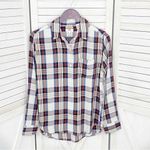Levi's Levi’s Tartan Plaid Boyfriend Fit Button Front Shirt White Red XS Photo 8
