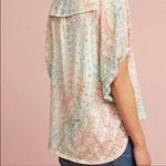 Anthropologie Eri + Ali Briony Dolman Cotton Top size small Cream Green Print Photo 2