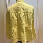 Elevenses Anthropologie Rouleau Button Yellow Floral Eyelet Lace Peplum Jacket Photo 10
