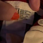 Vintage Contrasts size XL women’s rugby hooded shirt. Red Photo 6