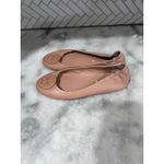 Tory Burch Minnie Travel Ballet Flats Shell Pink Leather Size 8 Logo Flats Shoes Photo 5