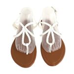 SandalUp Womens Thong Sandals Braided Faux Leather Ankle Strap White Size 11 Photo 1