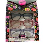 Betsey Johnson  Reading Glasses Set of 3 +2.00 Pink Blue Purple NEW Photo 0