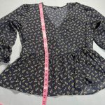 Madewell  Puff-Sleeve Peplum Wrap Top in Spring Fling sizeM Photo 5