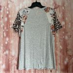 Vanilla Bay  Light Gray Floral Cheetah Print T Shirt Photo 5