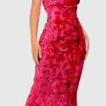 Boohoo  Pink Devore‎ Velvet Floral Cowl Neck Maxi Dress Size 4 Y2K Wedding EUC Photo 0