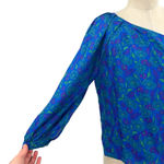 Veronica Beard Veronica Beard Lyric Floral-print One-shoulder Blouse In Blue Floral Size 6 Photo 3