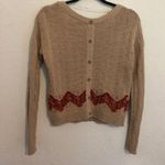 Maison Jules Cropped Zig Zag Knit Sweater Size Womens S Chunky Fall Boho Buttons Photo 4