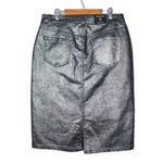 Baccini Silver Metallic Jean Skirt Denim Pencil Straight Stretch Skirt Size 8 Photo 2