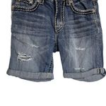 Miss Me Jeans Womens Boyfriend Shorts Size 27 Blue Distressed Cuffed Denim Photo 3