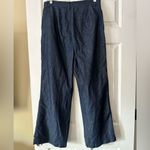 frame denim Pleated Wide Leg High Rise Denim jean trouser in Navy. Size 27. Photo 6