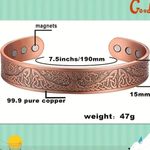 Tree of Life Pure Copper Magnetic Bracelet Cuff Bangle Pain Therapy Bracelet Photo 2