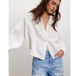 Free People  Valley Double Cloth Ivory Button Down Shirt Size S 100% Cotton NWT Photo 0