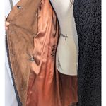 American Vintage Vintage Pennylane Suede Boucle Trim Double Breasted Long Coat Brown and Black Photo 8