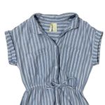 Japna  | 100% Cotton Beach Dress Blue Stripe with Pockets Tie Waist Size Small Photo 7