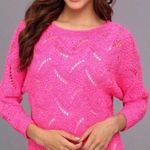 Lilly Pulitzer Sweater XS/S Larissa Pink Open Ribbon Knit Dolman Tunic Length Photo 0