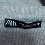 ZARA Gray Sleeveless Pearl Bead Strap Rib Knit Cami Camisole Crop Tank Top Sz M Photo 3