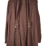 Fortune + Ivy Metallic Button Detail Shawl Collar Sweater Cardigan Brown M Photo 0
