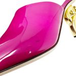 Dolce & Gabbana Fuchsia Pink Patent Mules Gold DG Heel Logo Sandals Size EU 37.5 Photo 7