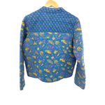 DRA Los Angeles Quilted Floral Print Button Front Jacket Medium Blue Yellow Pink Photo 5