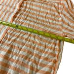 Tahari  Orange & White Striped Button-Down Shirt Long Sleeve Linen Blend Size L Photo 9