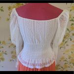 NWOT Smocked waist long sleeve Lace top in white size S/M Photo 5