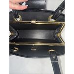 Vintage Black Patent Leather Old Money Minimalist Classic Top Handle Bag Purse Photo 14