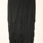 Tadashi Shoji Tadashi Size P Black Pull On Fringe Midi Length Skirt Photo 4