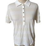 Adore Me NWT White/ Cream Striped Polo Shirt Size Small Photo 0
