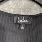 Lulus Women's Black Gwynne Ribbed V-Neck Ruffle Cropped Tank Top - Size Small Photo 4