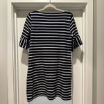 Talbots  Striped Ruffle Sleeve Knit Shift Dress Navy White Size M Photo 5