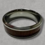 Amazon Silver Stainless Steel Ring with Wood Inlay Photo 1