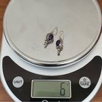 Vintage Handcrafted SU 925 Sterling Silver Amethyst Oval Cabochon Drop Earrings Purple Photo 10