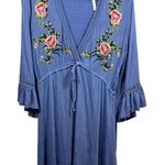 NWT ASOS Floral Embroidered Bell Sleeve Maternity Dress Size 4 Feminine Boho Blue Photo 0