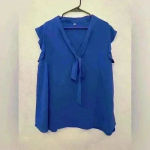 Generic Women's Summer Casual Solid Sleeveless Ruffle Elegant Blue Blouse Sz 2X‎ Photo 1