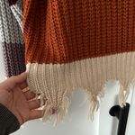 Miracle USA Color block Frayed Hem Stripped Knit Sweater Photo 3