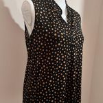 Claudia Richards Women’s Workwear Black/ Brown Polka Dot Sleeveless Collared Blouse Size Medium Photo 2
