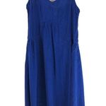 Lacausa  Thea Slip Dress V Neck Adjustable Straps Lagenlook Oversized Navy Blue S Photo 3