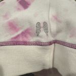 Victoria's Secret  White Purple Pink Slouchy Pullover Sweatshirt Wide Neck Top M Photo 4