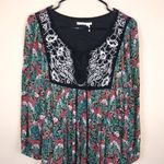 Floreat Women’s Boho Floral Print Embroidered Tassels Front Long Sleeve Dress Size M Photo 1