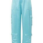 Rtr sz4 Nicholas Nori Pants silky cargo street wear style Y2K solid blue loose Size 4 Photo 0