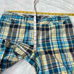 Nautica NEW Marina Fit Plaid Cotton Shorts Blue Yellow Cuffed Women’s Size 12 Photo 3