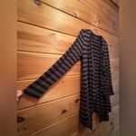 Soma  Womens Black Brown Striped Open Front Cardigan L Photo 3