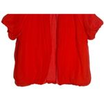 J.Crew Silk Cashmere Chiffon Lantern Short Puff Sleeve Cardigan Wool M Orange Photo 2