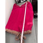 Lucky Brand Pink Long Sleeve Sheer Silk Brown Trim Tie Boho Blouse Size Large Photo 5