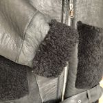 ZARA  Woman’s Coat M Bomber RAF Black Aviator Fur Shearling Real Leather Jacket Photo 8