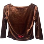 Women's Johnny Blaze Flames Vintage Dead Stock Stretch Velour Crop Top Brown Med Photo 1
