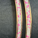 Women’s vintage dainty set of 2 gold tone‎ sparky cheetah print bangle bracelets Photo 0