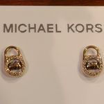 Michael Kors Logo Locket Gold Stud Earrings Photo 4